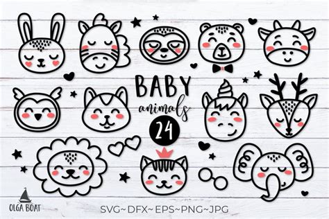 Animals faces svg Baby animals svg Cute animal svg