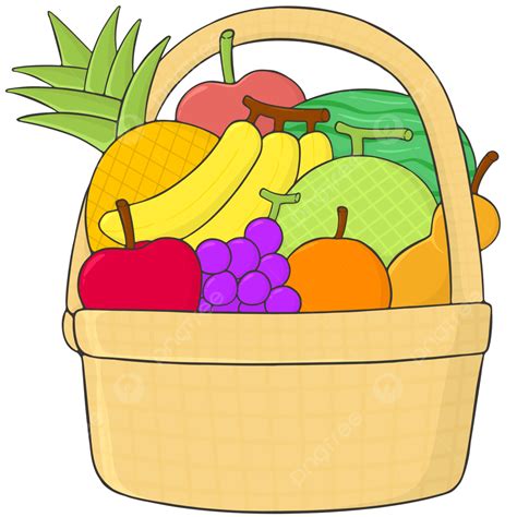 Fruits Basket, Fruits Basket Clipart, Fruits Basket Cartoon, Fruit Basket Illustration PNG ...