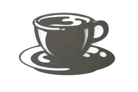 Coffee Cup Metal Wall Art Kitchen Decor 5.8x8.5 Inches Powder Coated