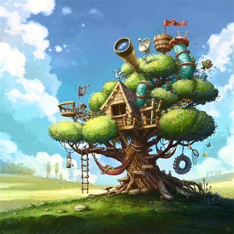 castle in a tree cartoon - Google Search | Tree house drawing, Fantasy ...