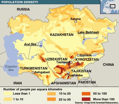 Uzbekistan Population Map