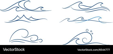 Simple waves set Royalty Free Vector Image - VectorStock