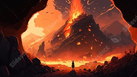 Best Volcano Themed Game Powerpoint Background For Presentation - Slidesdocs.com