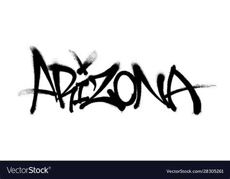 Sprayed arizona font graffiti with overspray Vector Image