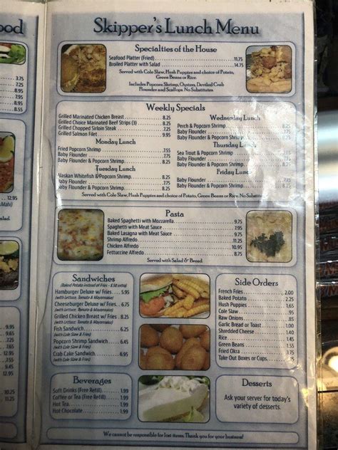 Menu at Skippers Seafood restaurant, High Point, S Main St