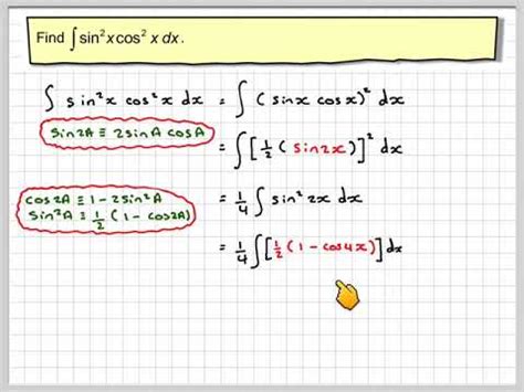 The integral of the product of sinx squared and cosx squared - YouTube