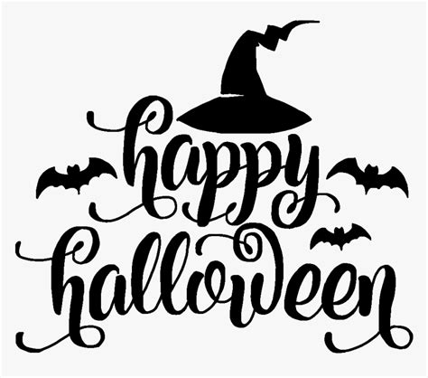 Black And White Happy Halloween Clip Art, HD Png Download , Transparent Png Image - PNGitem
