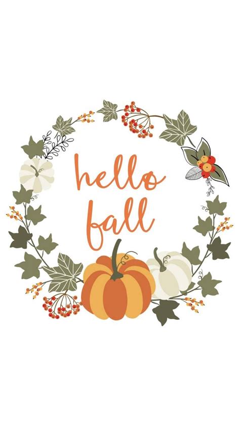 a wreath with pumpkins, leaves and berries around it that says hello ...