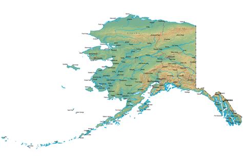 Detailed Alaska Map - AK Terrain Map