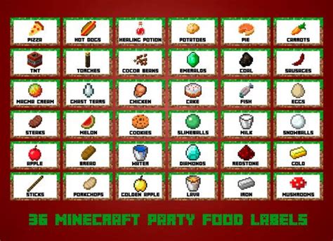 Minecraft Fish Label 36 Minecraft Food Labels | Minecraft food labels ...