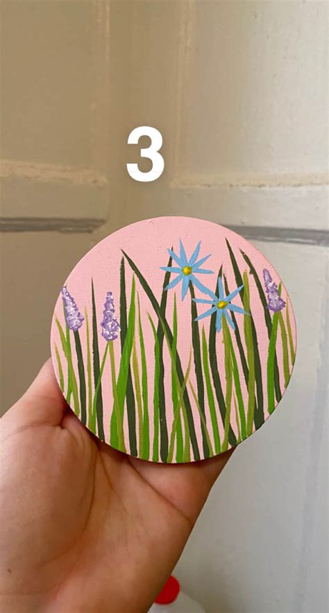 Plant and Flower Coasters / Hand Painted / Acrylic Painted - Etsy