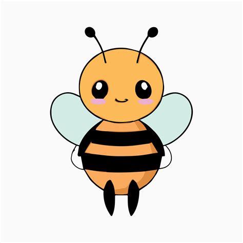 Adorable cute baby bee illustration, kawaii vector drawing style ...