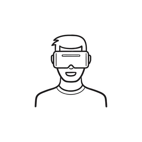 Premium Vector | User wearing virtual reality glasses hand drawn outline doodle icon. virtual ...