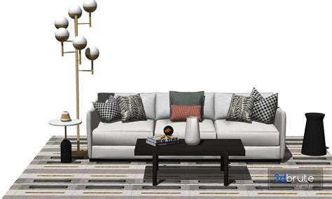 Living Room Sofa Set Sketchup Model - Image to u