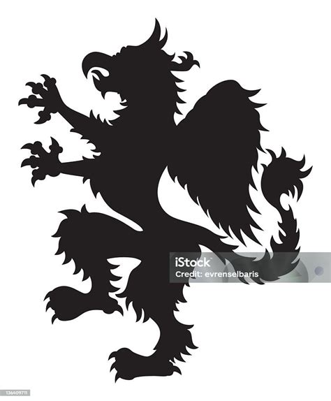 Gryphon Silhouette Stock Illustration - Download Image Now - Animal, Animal Body Part, Animal ...