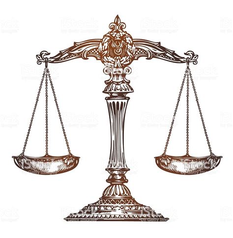 Scales of justice. Vintage sketch vector isolated on white background | Scale tattoo, Balance ...