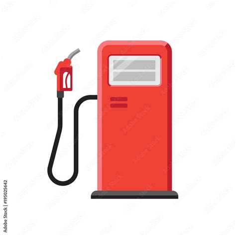 Vector illustration of red gas station with petrol pump. Isolated on ...