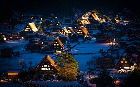 Download wallpapers Shirakawa-go, 4k, winter, village, snowdrifts, Shirakawa, Gifu, Japan ...