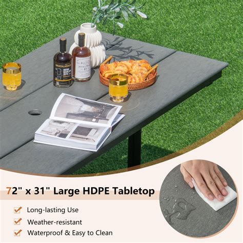 6 Feet Outdoor Picnic Table Bench Set for 6-8 People - Costway