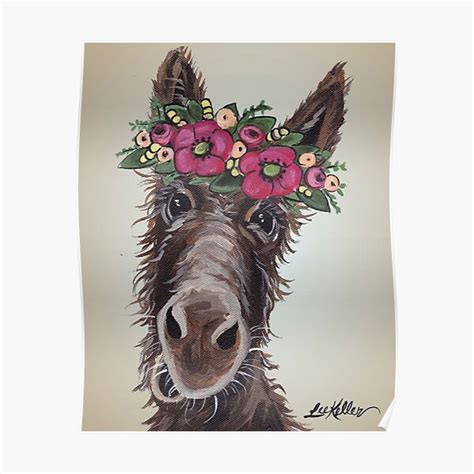 "Donkey Art, Donkey with Flower Crown Art" Poster for Sale by ...