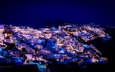 🔥 Download Wallpaper Santorini Greece Night City by @colewilson | Santorini Wallpapers UHD ...