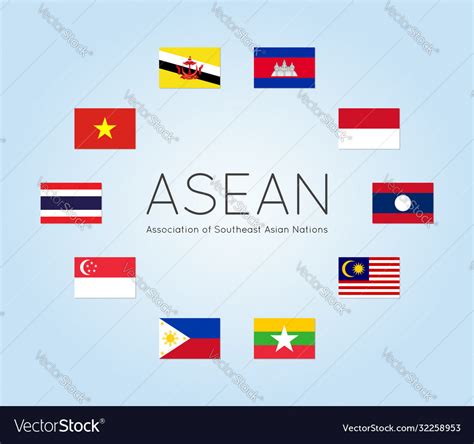 Asean countries flags flat style Royalty Free Vector Image