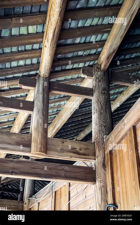 Vernacular Tulou buildings made of rammed earth and timber in Hekeng Village of Shuyang Town ...