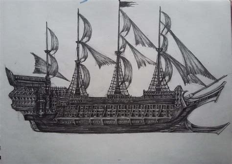 Pirate Ship Line Drawing