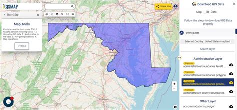 Download Maryland Counties GIS Data - State Boundary, Rail, Highways Line