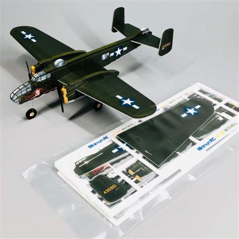 MinimumRC B-25 Mitchell Bomber 360mm Wingspan Micro 3CH RC Airplane Kit With Dual Motor ...