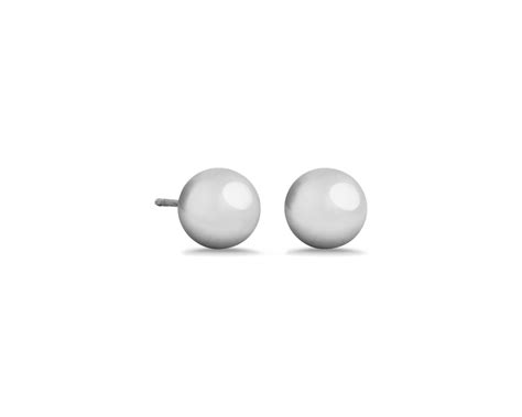 Ball Stud Earrings in 14k White Gold (8mm)