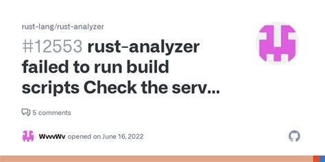 rust-analyzer failed to run build scripts Check the server logs for ...