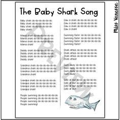 The Baby Shark Song Printable Lyrics by Miss Vanessa | Teachers Pay Teachers | Baby shark song ...