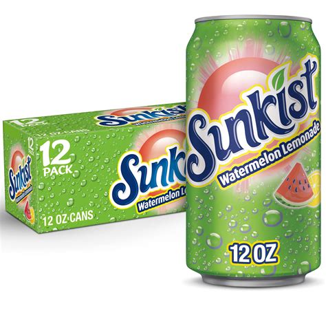 Sunkist Watermelon Lemonade Soda, 12 fl oz cans, 12 pack - Walmart.com