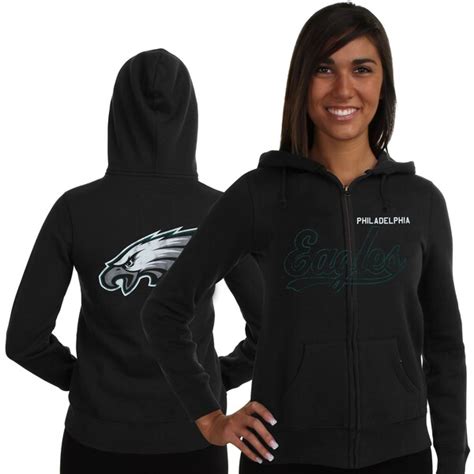 Philadelphia Eagles Ladies Team Script Full Zip Hoodie - Black