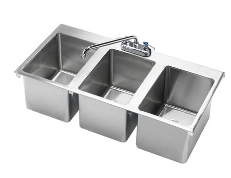 36" X 18" Three Compartment Drop-In Sink | Krowne