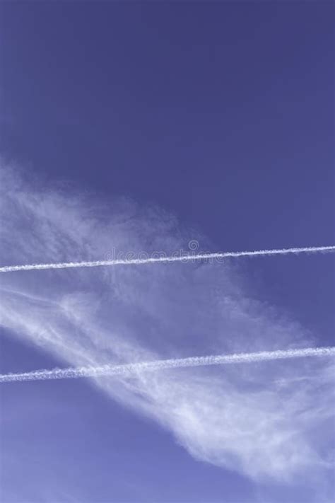 Blue Sky and Airplane, Vapor Trail Stock Image - Image of design, isolated: 235042741