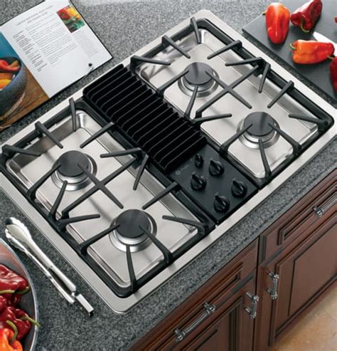 GE JGP990SELSS 30 Inch Downdraft Gas Modular Cooktop with Three-Speed Downdraft Ventilation, Gas ...