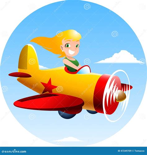 Little Girl Flying An Airplane Stock Illustration - Image: 47249709