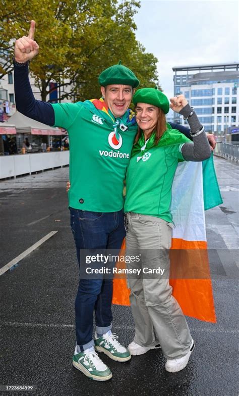 Paris , France - 14 October 2023; Ireland supporters Aidan Lawlor and ...