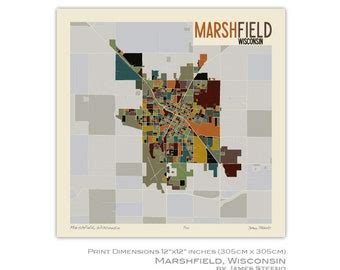 Marshfield Wisconsin Map - Etsy