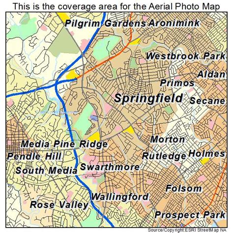 Aerial Photography Map of Springfield, PA Pennsylvania