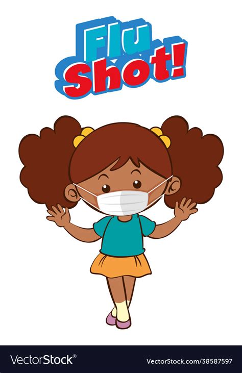 Flu shot font in cartoon style with a girl Vector Image