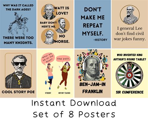 History Posters set of 8 Printables Funny History Posters - Etsy