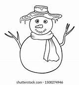 Cute Cartoon Coloring Snowman Book Stock Illustration  sketch template