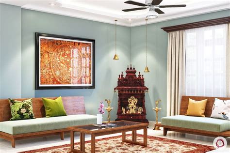 Home Temple Designs for Living Rooms of All Sizes | Temple design for home, Indian interior ...