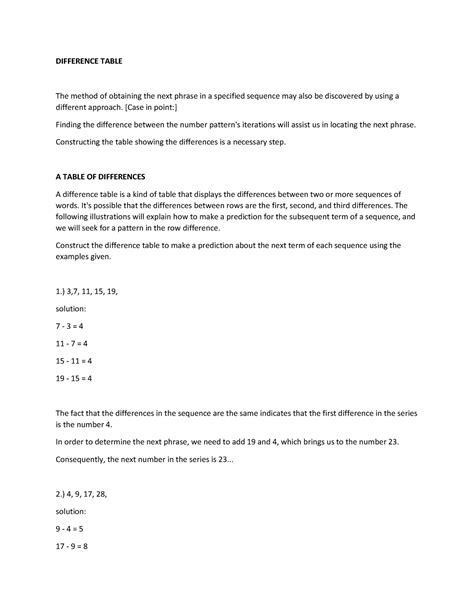 Difference Table - DIFFERENCE TABLE The method of obtaining the next ...