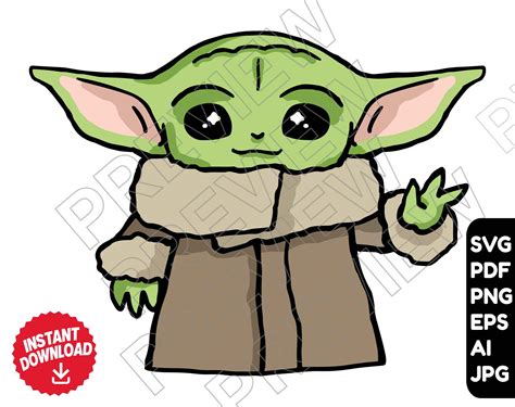 Baby Yoda SVG clipart Vector file Star Wars The | Etsy