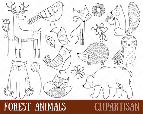 Forest Animals Clipart Black And White