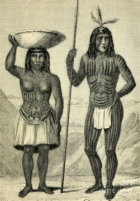 Male and female Mohawk Indians 1872 c2 Drawing by Historic illustrations